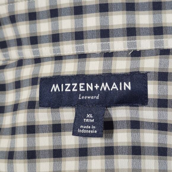 Mizzen+Main Performance Shirt Men XL Trim Blue Leeward Plaid Stretch Button Down - Picture 9 of 9